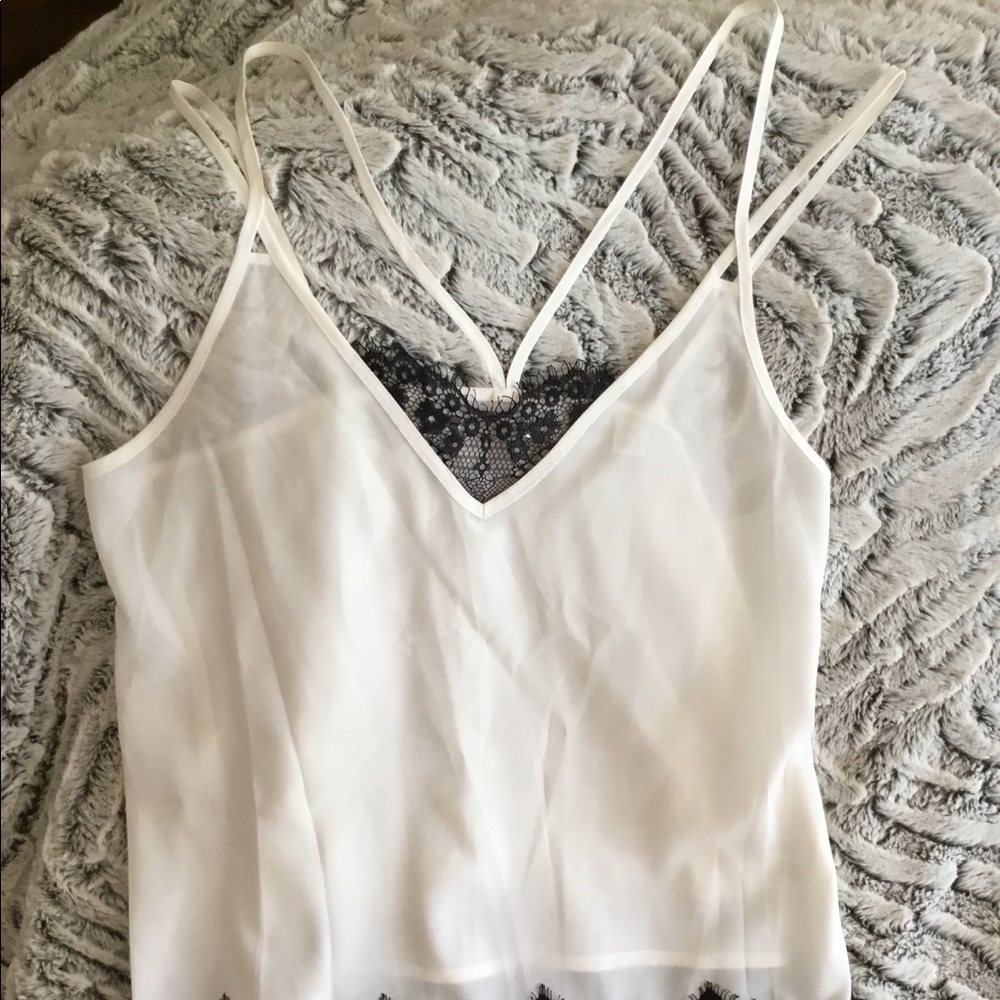 Bisou Bisou Wite Cami with Lace Trim
